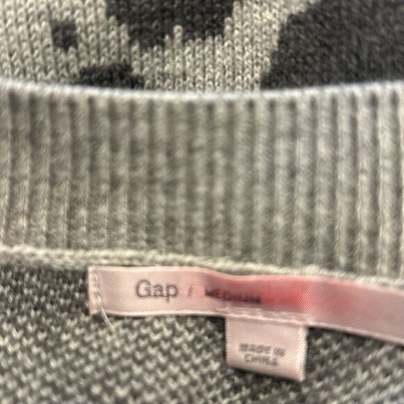 Gap gray leopard print long sleeve crewneck sweater Size M EUC - Picture 8 of 10